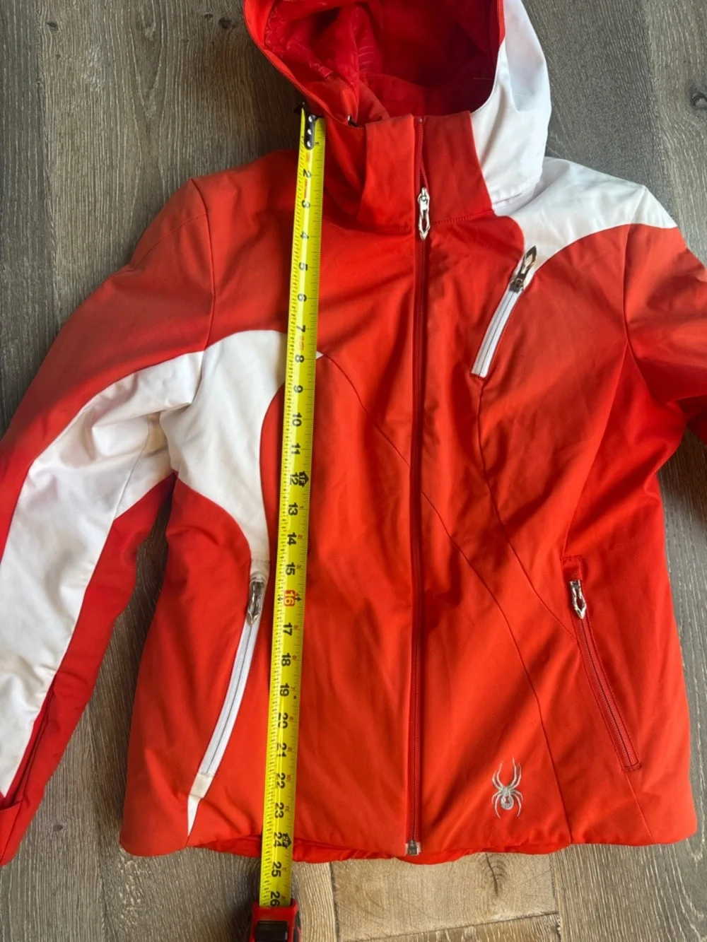 Spyder Red and White Kids Hooded Puffer Jacket - Picture 5 of 7